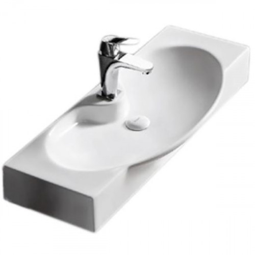 Раковина CeramaLux 80 STR4282B Белая фаянс подвесная, накладная