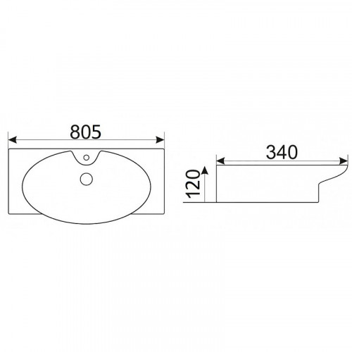 Раковина CeramaLux 80 STR4282B Белая фаянс подвесная, накладная