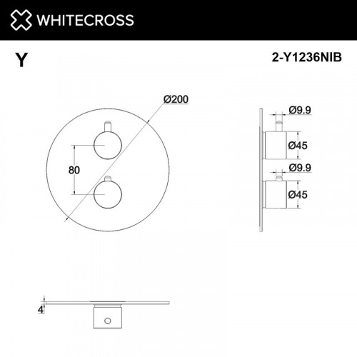 Смеситель для душа Whitecross Y brushed nickel 2-Y1236NIB с термостатом цвет Никель брашированный