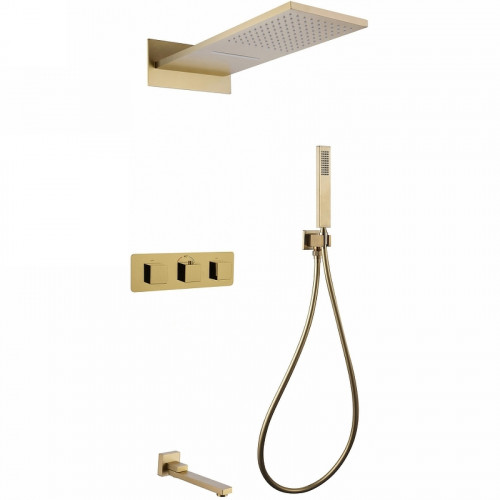 Душевая система Abber Daheim AF8253G с термостатом Золото матовое латунь встраиваемый