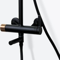 Душевая система Bronze de Luxe Avantgarde 2039RGB Черная Розовое золото латунь на стену