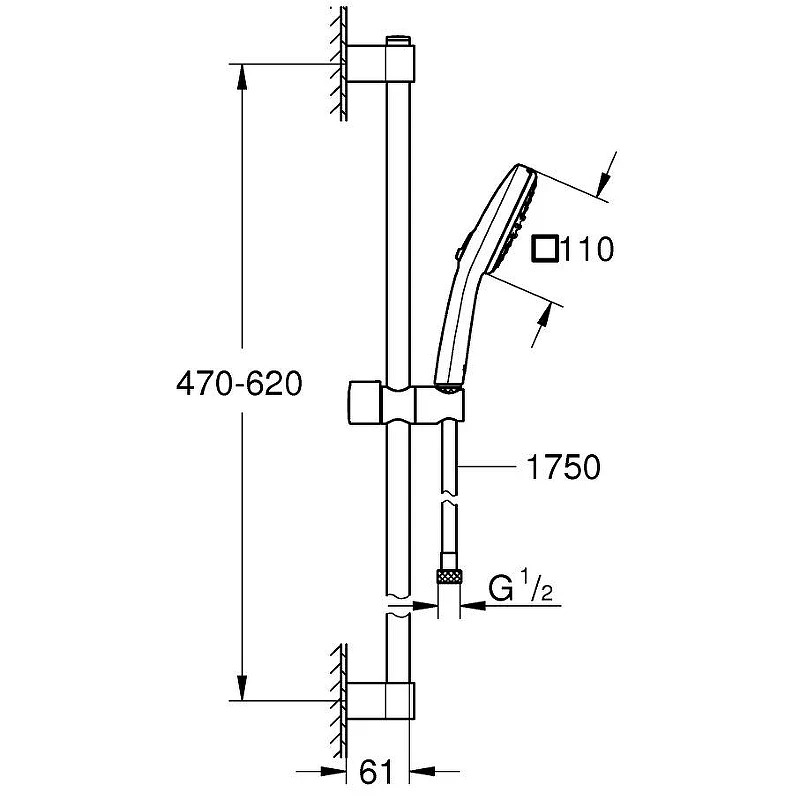 Душевой гарнитур Grohe Tempesta Cube 110 26748003 Хром латунь на стену