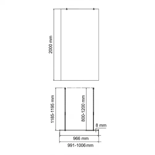 Душевая перегородка WasserKRAFT Vechte 100 60W44BG-TG профиль Золото матовое стекло тонированное
