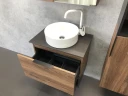 Тумба с раковиной Comforty Штутгарт 60 00-00001698 подвесная Дуб темно-коричневый Черная столешница МДФ / ЛДСП