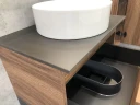 Тумба с раковиной Comforty Штутгарт 60 00-00001698 подвесная Дуб темно-коричневый Черная столешница МДФ / ЛДСП