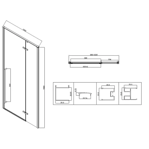 Душевой уголок Vincea Slim-N 100x90 VSR-5SN9010CLB профиль Черный стекло прозрачное