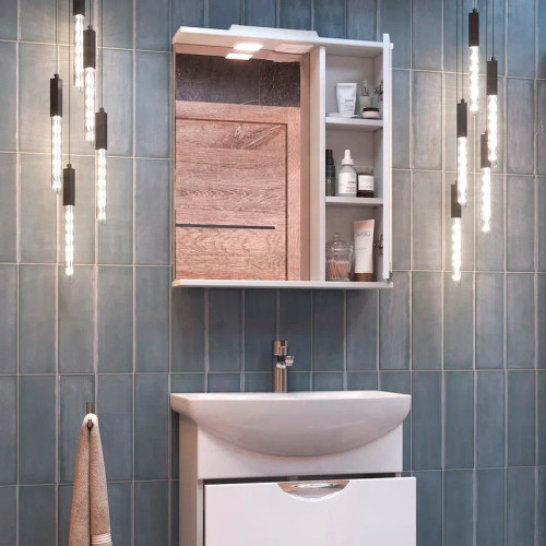 Зеркало со шкафом Vigo Callao 60 R z.CAL.60.R.El с подсветкой Белое МДФ / ЛДСП, стекло