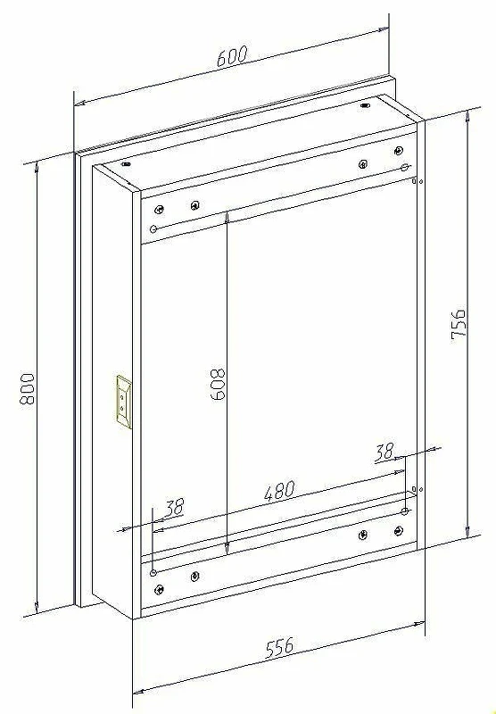Зеркальный шкаф Art&Max Techno AM-Tec-600-800-1D-L-DS-F с подсветкой с сенсорным выключателем Белый МДФ / ЛДСП, стекло