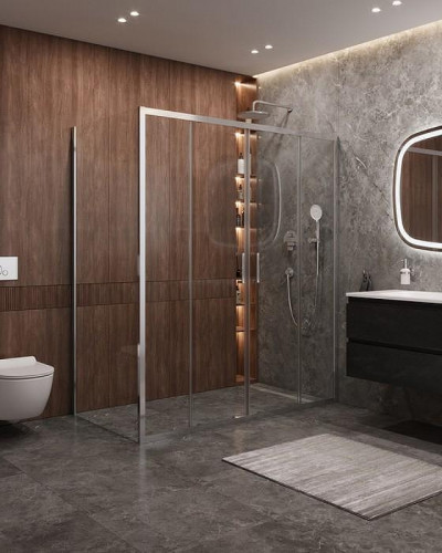 Душевой уголок Cezares Molveno 180x90 MOLVENO-AH-2/1-180/90-C-Cr-IV. профиль Хром стекло прозрачное