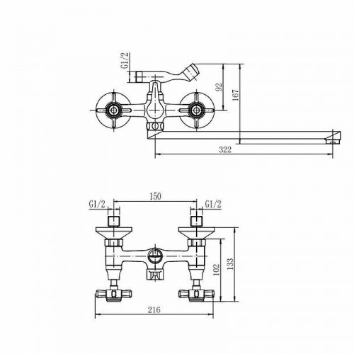 Смеситель для ванны Fashun A2224 универсальный цвет Хром