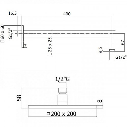 Верхний душ Paffoni Syncro ZSOF075CR/ZSOF063CR Хром латунь на стену