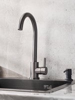 Смеситель для кухни Ростовская Мануфактура Сантехники SUS124PVD-017F Графит нержавеющая сталь