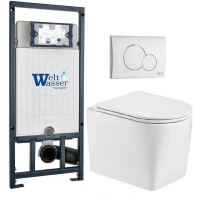 Комплект унитаза с инсталляцией WeltWasser MARBERG 507 + NESENBACH 004 GL-WT + MAR 507 RD GL-WT 10000011723 цвет Белый глянцевый с сиденьем Микролифт и клавишей смыва цвет Белый глянцевый