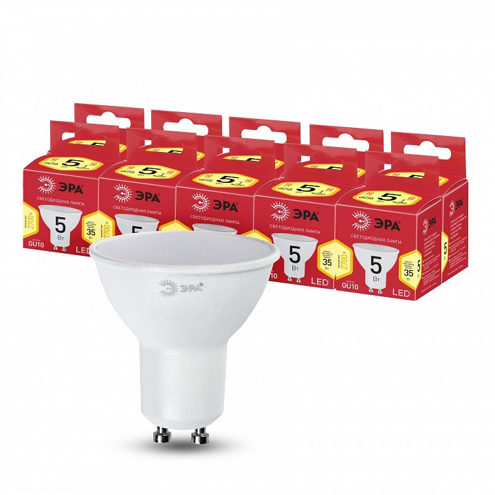 Лампа светодиодная Эра  GU10 5Вт 2700K LED MR16-5W-827-GU10 R