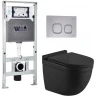 Комплект унитаза с инсталляцией WeltWasser AMBERG 506 ST + HEIMBACH 043 MT-BL + AMBERG RD-CR 10000012242 цвет Черный матовый с сиденьем Микролифт и клавишей смыва цвет Хром