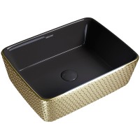 Раковина-чаша Grossman Color 48 GR-3016GBR Золото Черная фаянс накладная