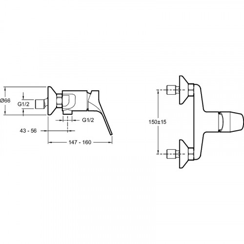 Смеситель для душа Jacob Delafon Brive E75765-CP Хром латунь на стену