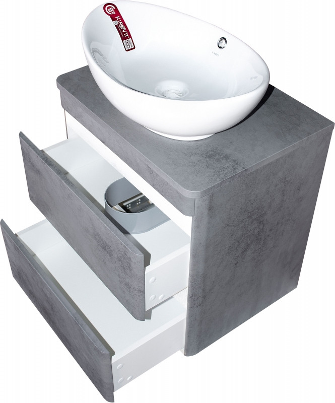 Тумба под раковину Style Line Атлантика Люкс Plus 80 СС-00002283 подвесная Темный бетон МДФ / ЛДСП