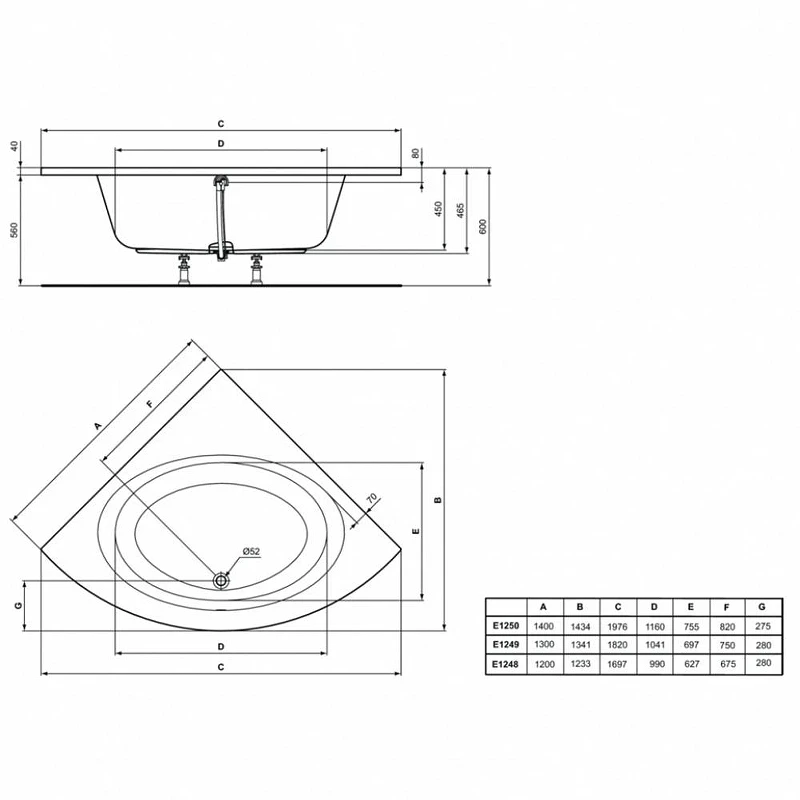 Акриловая ванна Ideal Standard Connec Air 120х120 E124801 цвет Euro White / Евробелый