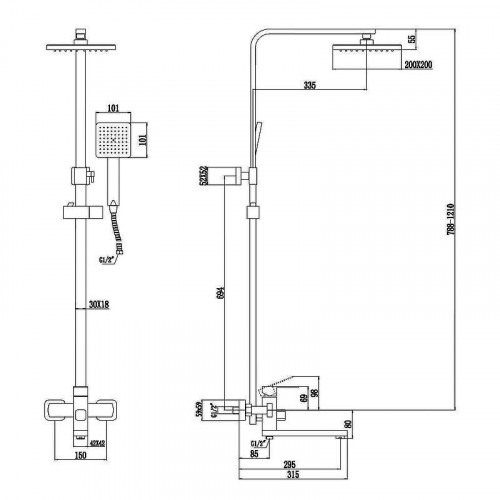 Душевая система Fmark FS8145-25Q цвет Графит