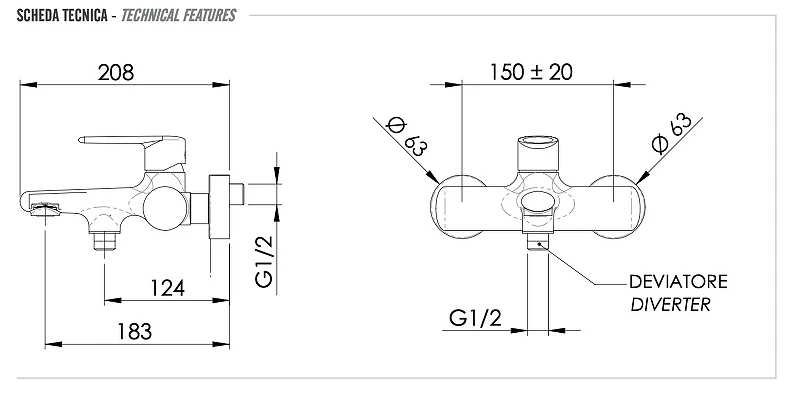 Смеситель для ванны Remer Vanity V05NO цвет Черный матовый