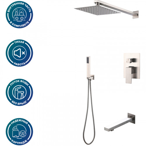 Душевая система Ростовская Мануфактура Сантехники SUS129-2S Нержавеющая сталь нержавеющая сталь встраиваемый