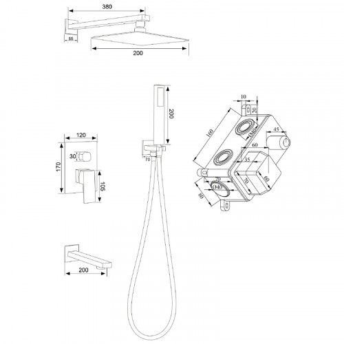 Душевая система Ростовская Мануфактура Сантехники SUS129-2S Нержавеющая сталь нержавеющая сталь встраиваемый