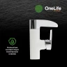 Смеситель для раковины Orange OneLife P08-921w Белый матовый Хром глянцевый