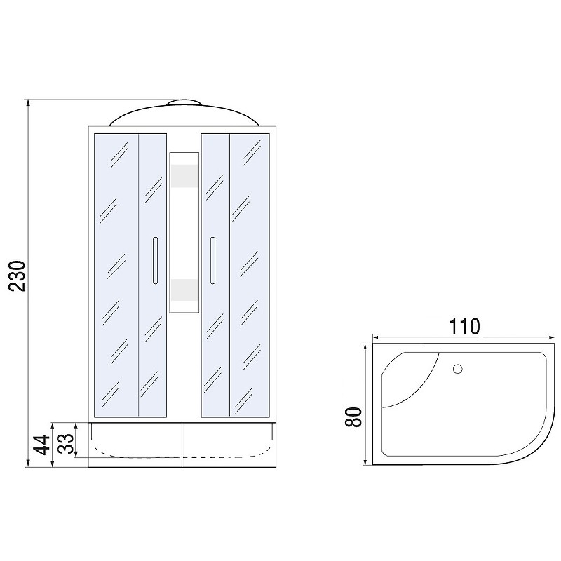 Душевая кабина River Nara XL 110x80 MT L 10000006211 с поддоном