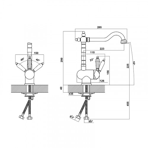 Смеситель для кухни Florentina Ода 313.08H.1113.305 цвет Грей