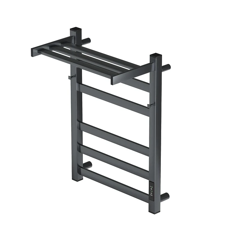 Электрический полотенцесушитель APEXTERMO Terra 600x400 TR11164GF с крючками и полкой цвет Графит металлик