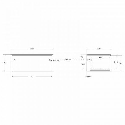 Тумба Cezares Tavolone 75 41788 Rovere tabacco МДФ / ЛДСП