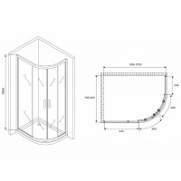 Душевой уголок Abber Schwarzer Diamant 100x80 AG01180 профиль Хром стекло прозрачное