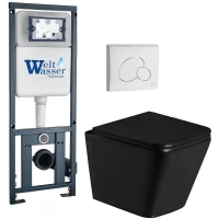 Комплект унитаза с инсталляцией WeltWasser MARBERG 410 + GELBACH 043 GL-BL + MAR 410 RD GL-WT 10000011952 цвет Белый глянцевый с сиденьем Микролифт и клавишей смыва цвет Белый глянцевый