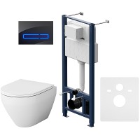 Комплект унитаза с инсталляцией AM.PM Spirit V2.0 FlashClean IS450A38.701700 с сиденьем Микролифт и Черной клавишей смыва фарфор подвесной