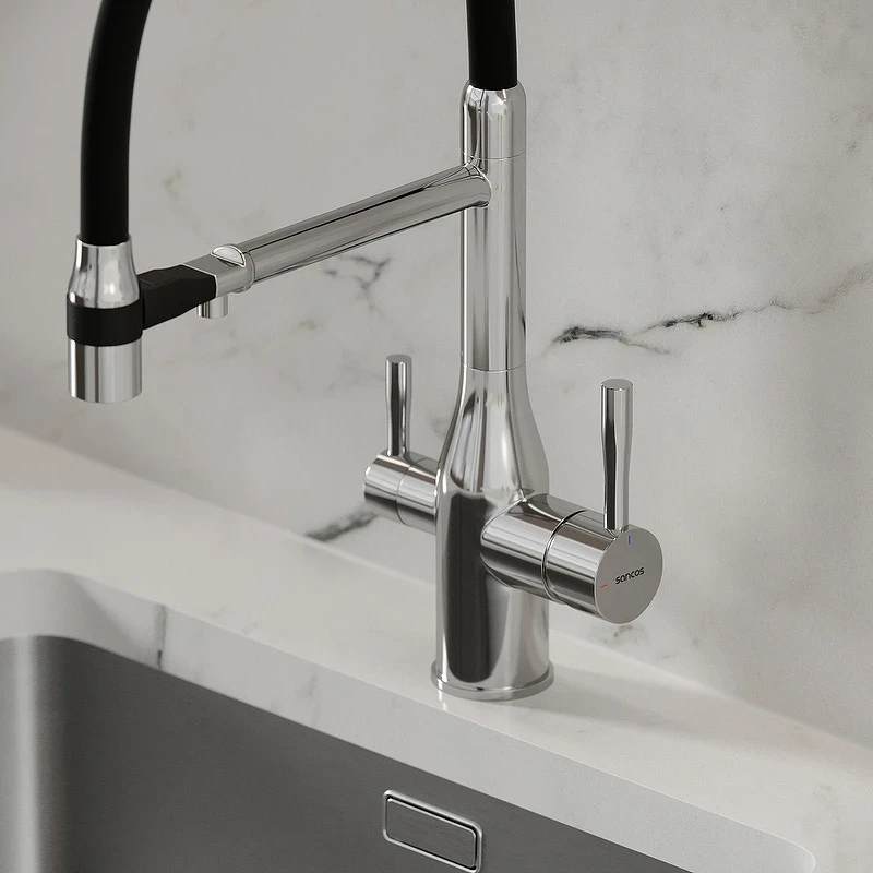 Смеситель для кухни Sancos Garda SC4009CH Хром Черный латунь