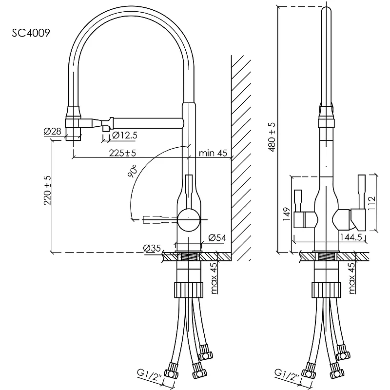 Смеситель для кухни Sancos Garda SC4009CH Хром Черный латунь