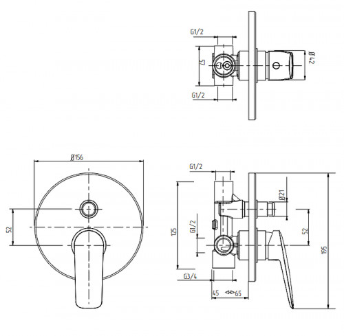 Смеситель для душа Migliore Laguna 26086 Хром латунь встраиваемый