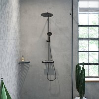 Душевая система Hansgrohe Croma Select S 26890670 с термостатом Черная матовая латунь, пластик на стену