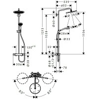Душевая система Hansgrohe Croma Select S 26890670 с термостатом Черная матовая латунь, пластик на стену