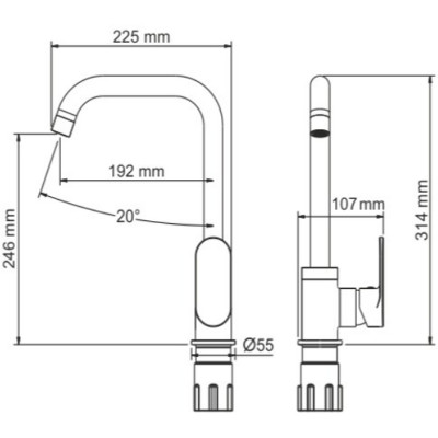 Смеситель для кухни WasserKRAFT Elbе 7407 Черный матовый латунь