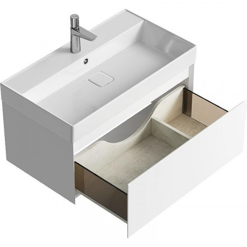 Тумба под раковину Aqwella Geometria 80 GE01081WM подвесная Белая матовая