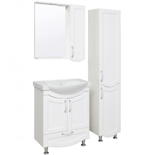 Зеркало со шкафом Runo Неаполь 65 R 00-00001030 с подсветкой Белое МДФ / ЛДСП, стекло