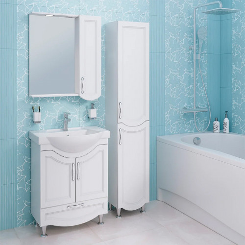 Зеркало со шкафом Runo Неаполь 65 R 00-00001030 с подсветкой Белое МДФ / ЛДСП, стекло