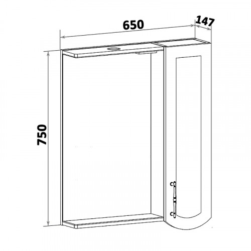 Зеркало со шкафом Runo Неаполь 65 R 00-00001030 с подсветкой Белое МДФ / ЛДСП, стекло