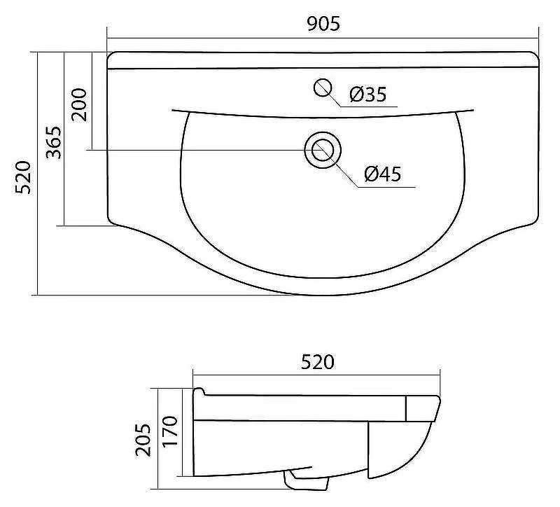 Раковина Style Line Santek Эльбрус 90 ЛС-00000152 Белая
