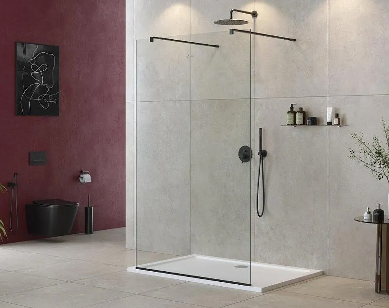 Душевая перегородка Cezares Liberta 125 LIBERTA-L-2-125-120-C-NERO профиль Черный матовый стекло прозрачное