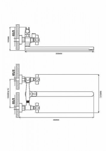 Смеситель для ванны Ekko E22018 универсальный Хром