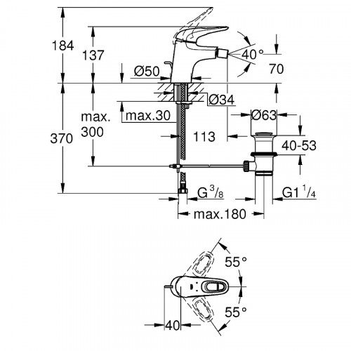 Смеситель для биде Grohe Eurostyle 33565003 Хром латунь