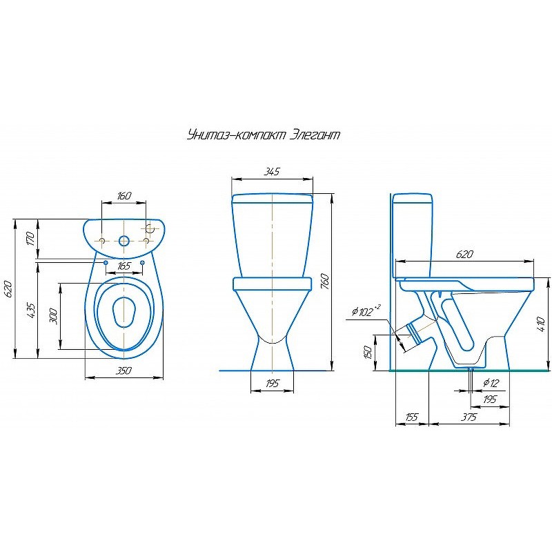 Унитаз компакт Rosa Элегант 4620008195186 Белый с бачком и сиденьем